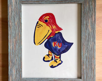 340x270 Rock Chalk Jayhawk Etsy - Jayhawk Painting