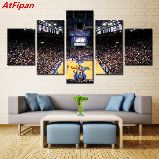 640x640 Atfipan 5 Pieces Kansas Jayhawks Basketball Gymnasium Modern Home - Jayhawk Painting