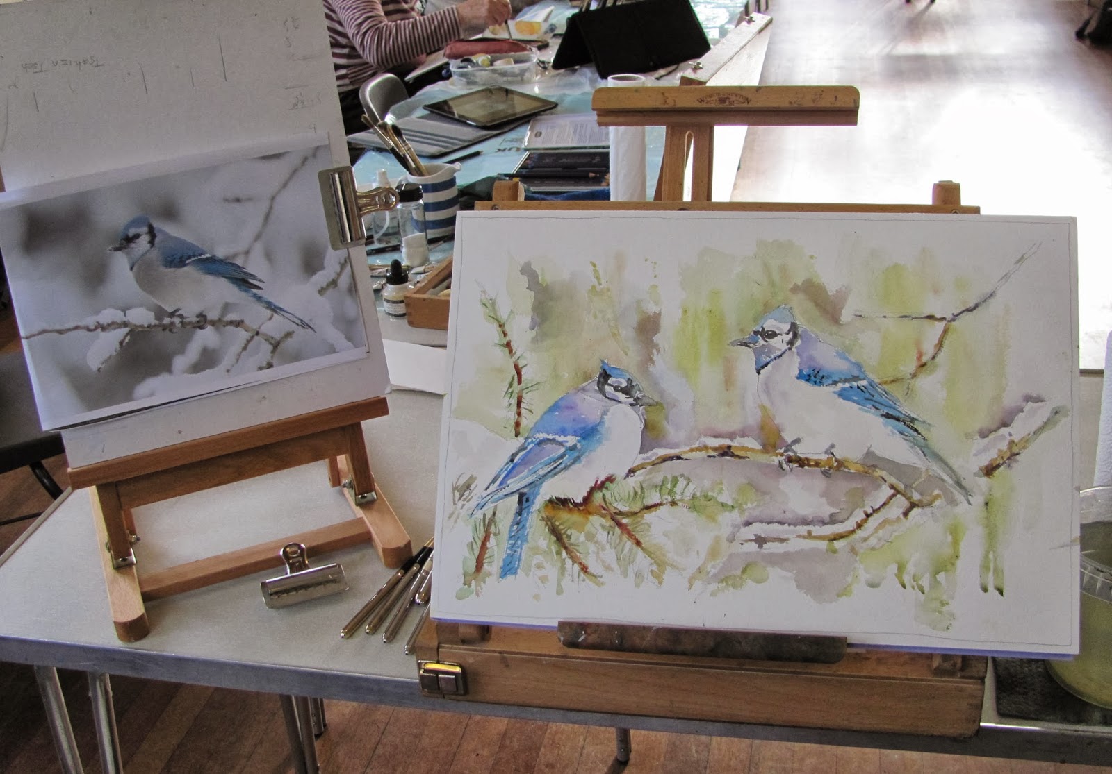 1600x1115 The Watercolour Log Blue Jays - Jays Painting
