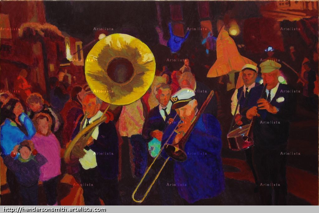 1024x684 Old Glory New Orleans Jazz Band Tom Henderson Smith - Jazz Band Painting