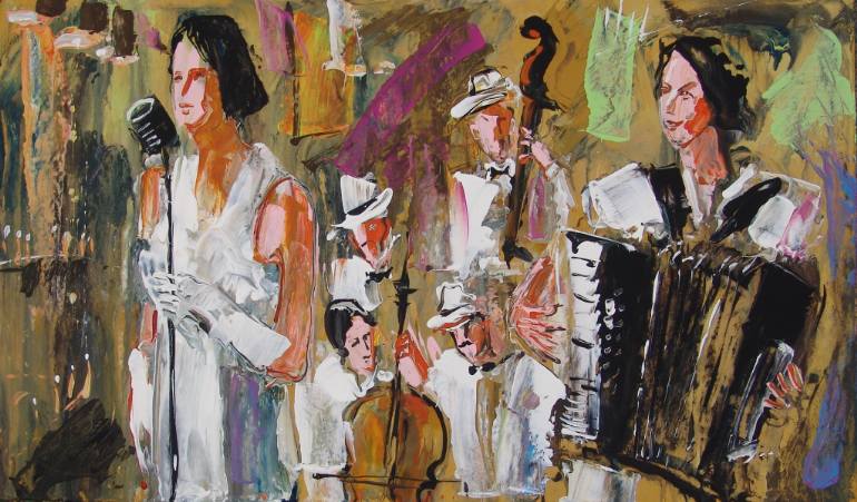 770x451 Saatchi Art Carte Blanche Jazz Band Painting By Andrejs - Jazz Band Painting