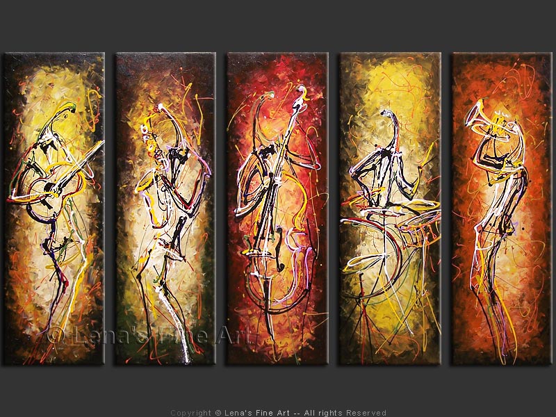 800x600 Windy City Jazz Band Art By Lena - Jazz Band Painting