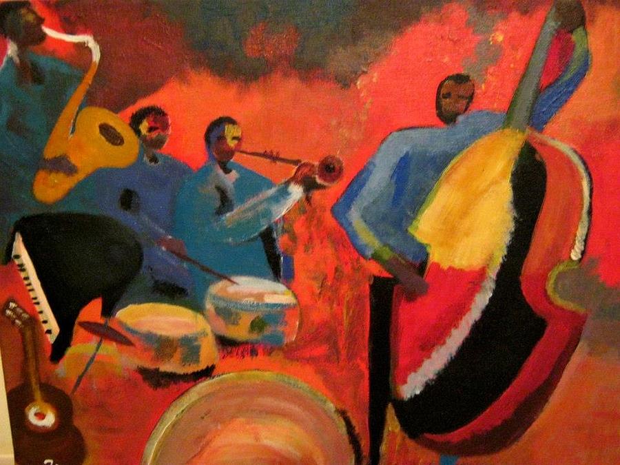 900x675 Jazz Club Painting By John Onyeka - Jazz Club Painting