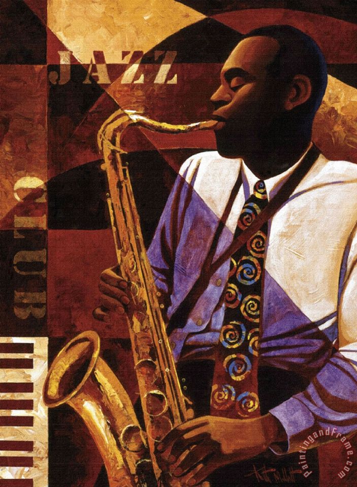 703x960 Keith Mallett Jazz Club Painting - Jazz Club Painting