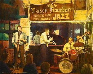 300x240 Painting Of Maison Bourbon Jazz Club. By Alan Flattmann - Jazz Club Painting