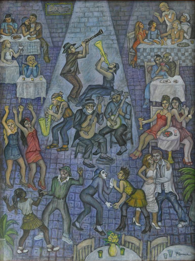 770x1027 Saatchi Art Jazz Club Painting By Frances Spencer - Jazz Club Painting