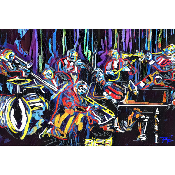600x600 Jazz Club' Painting Print On Wrapped Canvas - Jazz Club Painting