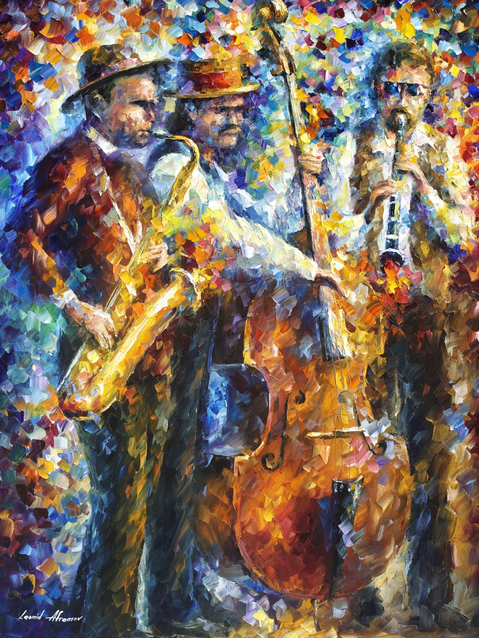 961x1280 Jazz It Up Palette Knife Oil Painting On Canvas By Leonid - Jazz Dance Painting