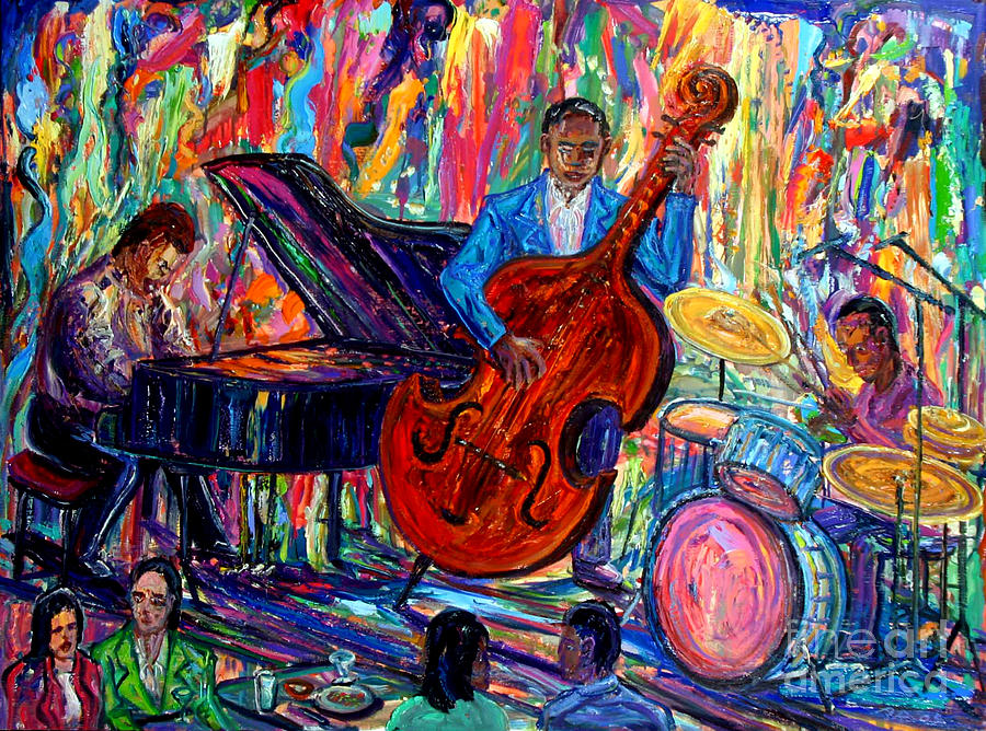 900x668 Jazz Trio Painting By Arthur Robins - Jazz Painting