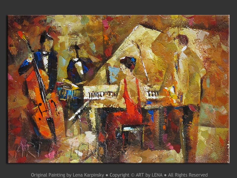 800x600 Pianist In Red Art By Lena - Jazz Painting