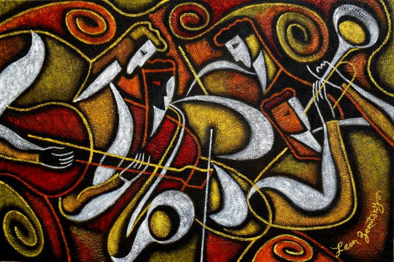 770x513 Saatchi Art Sweet Sounds Of Jazz Painting By Leon Zernitsky - Jazz Painting