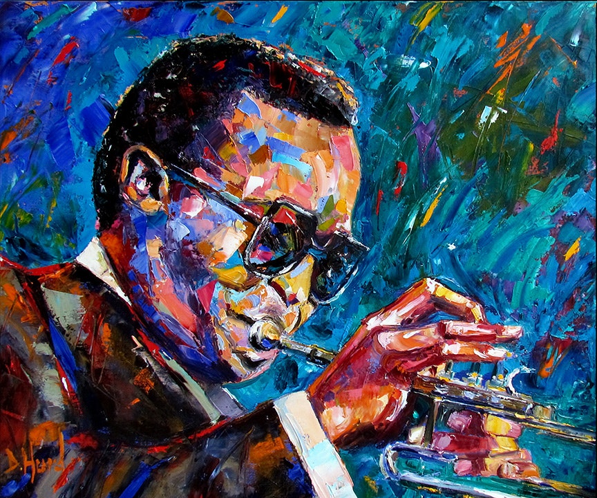 864x720 Miles Davis Portrait Oil Painting Art Jazz Painting Trumpet By - Jazz Painting Artists