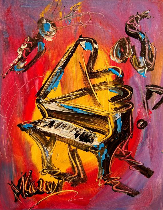 570x735 Jazz Piano Modernist Abstract Painting Palette By Kazavgallery - Jazz Piano Painting