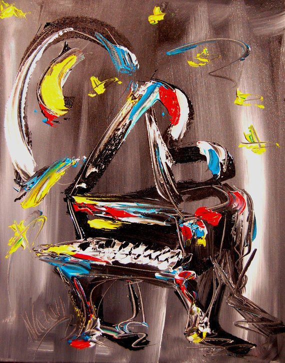 570x725 Mark Kazav Artwork Jazz Piano Modern Abstract Original Oil - Jazz Piano Painting