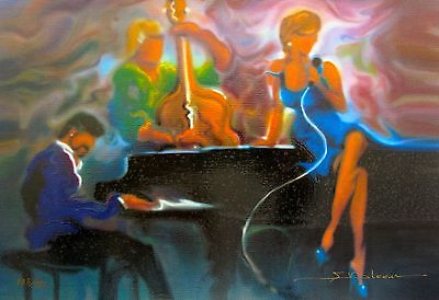 400x274 Online Shop Steve Bloom Cool Jazz Hand Paints On Canvas Piano Bar - Jazz Piano Painting