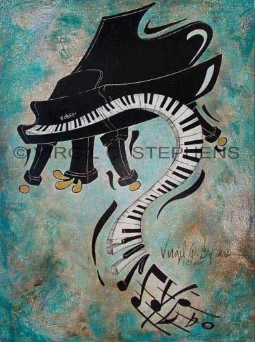 373x500 Contemporary Painting, Giclee Print, Piano Art, Oil Painting, Jazz - Jazz Piano Painting