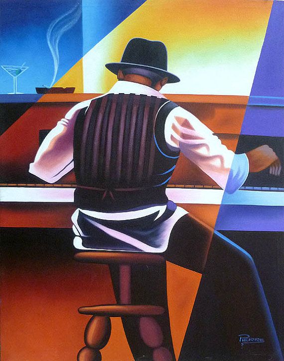 570x725 Haitian Art, Canvas Painting, Jazz Piano Player - Jazz Piano Painting