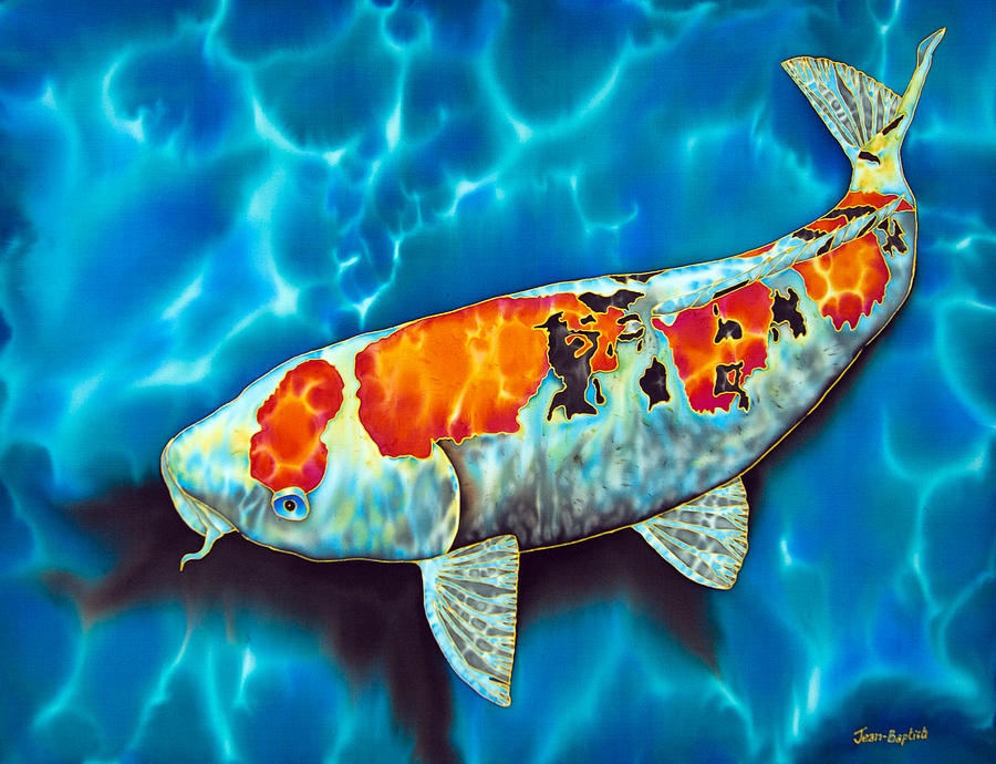 900x690 Japanese Koi Painting By Daniel Jean Baptiste - Jean Baptiste Silk Painting