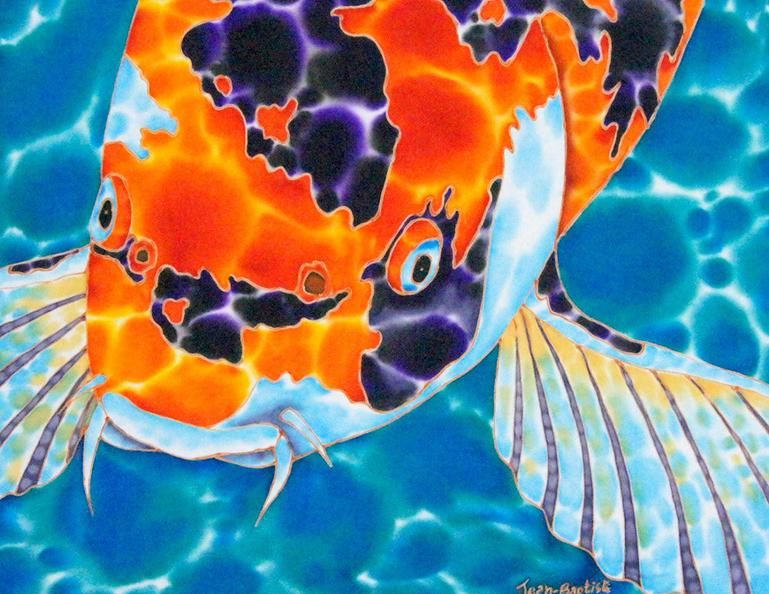 769x594 Jean Silk Painting Of A Koi Silk - Jean Baptiste Silk Painting