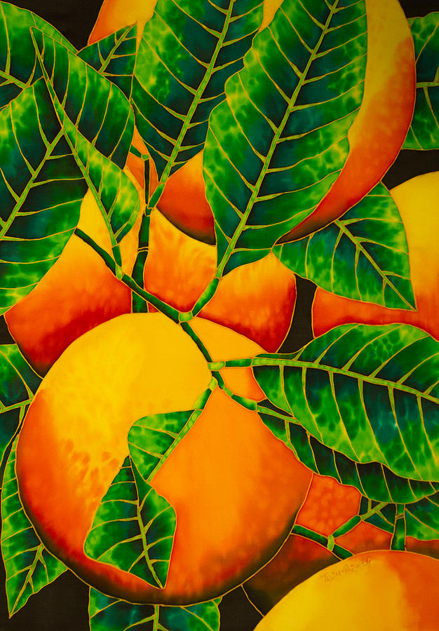 626x900 Oranges Painting By Daniel Jean Baptiste - Jean Baptiste Silk Painting