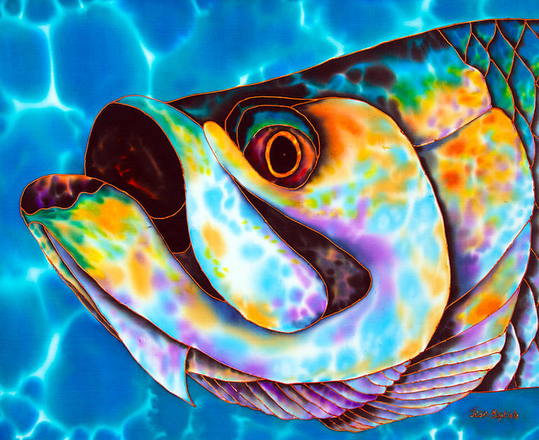 770x629 Silk Painting Demonstration Caribbean Tarpon Tropical Silk - Jean Baptiste Silk Painting