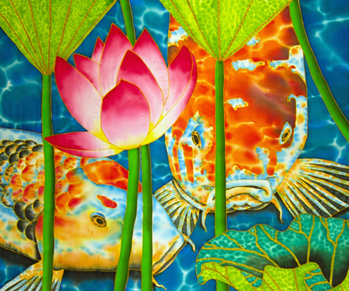 714x597 Tropical Silk Unique Art Of Jean Baptiste - Jean Baptiste Silk Painting