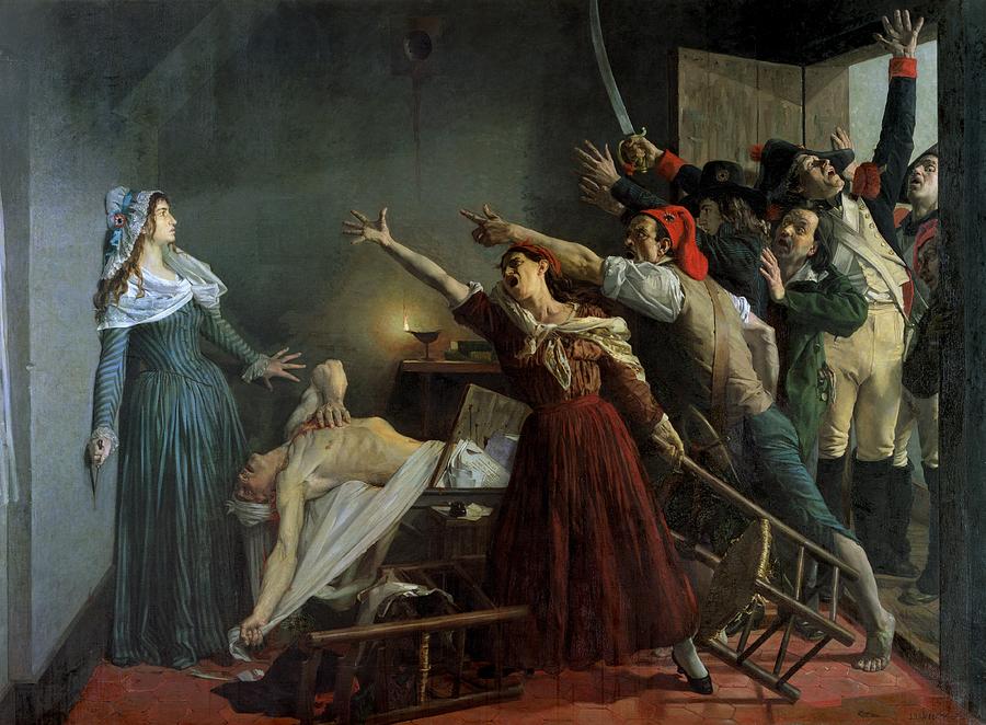 900x662 The Assassination Of Marat Painting By Jean Joseph Weerts - Jean Paul Marat Painting