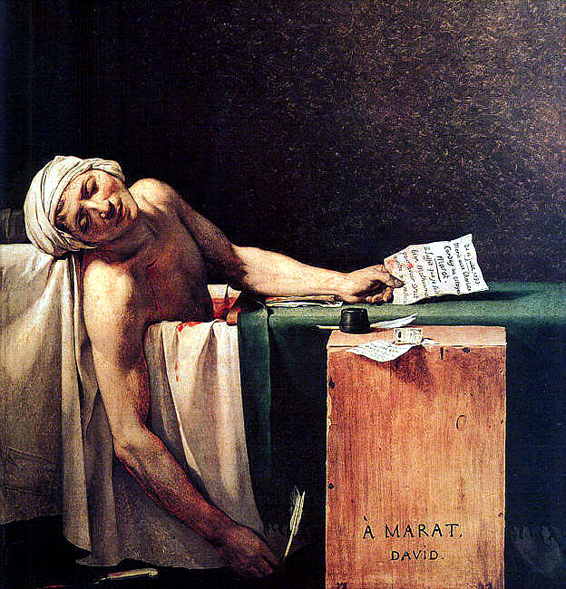 624x650 The Death Of Marat - Jean Paul Marat Painting