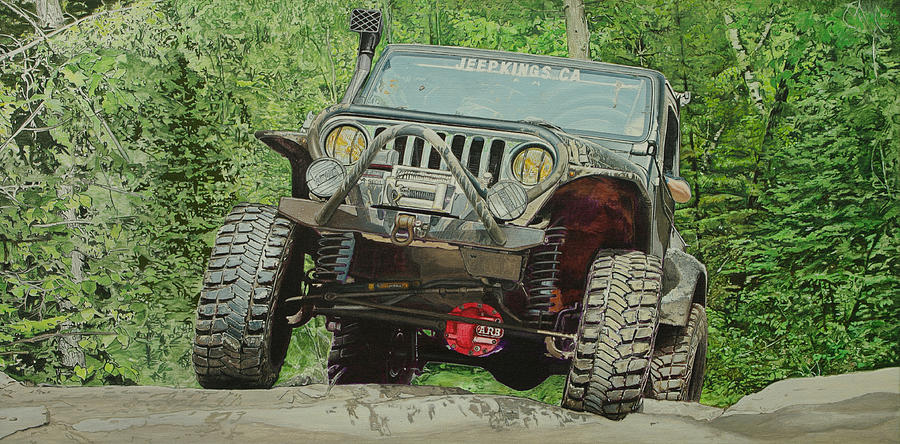 900x444 Jeep On The Rocks Painting By Jeff Taylor - Jeep Painting