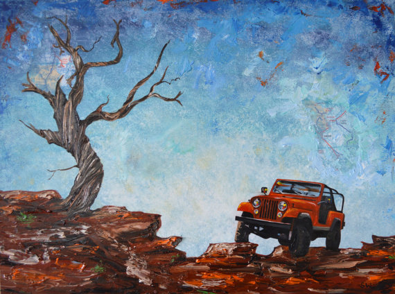 570x424 Red Jeep Scrambler Print Jeep Print Of My Original Painting - Jeep Painting