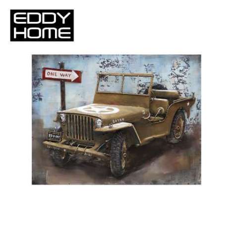 470x470 4 Fa Fam 0661 Mt Pnt Handmade Oil Painting 3d With Metal Design - Jeep Painting