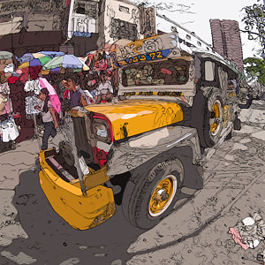 300x300 Philippines 1261 Jeepney Painting By Rolf Bertram - Jeepney Painting