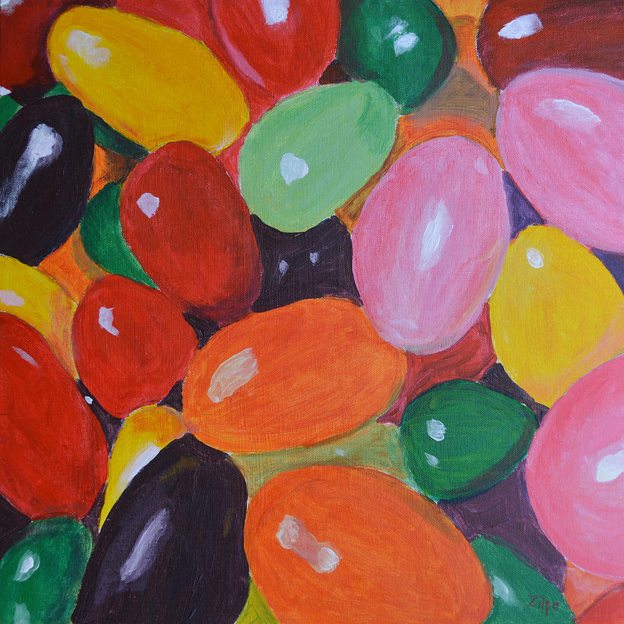 900x900 Jelly Beans Painting By Zilpa Van Der Gragt - Jelly Bean Painting