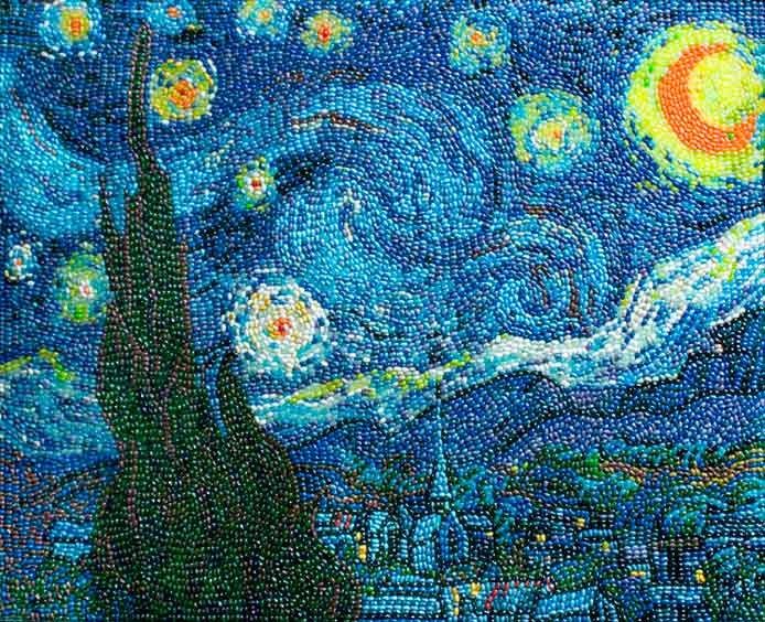 694x564 Jelly Beans Turned Into Famous Art Masterpieces - Jelly Bean Painting