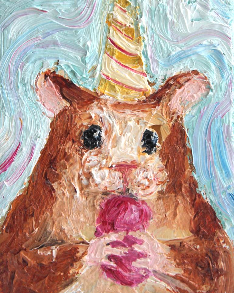 770x963 Saatchi Art Happy Hamster With Jelly Bean Painting By Rosa Nevarez - Jelly Bean Painting