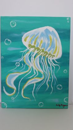 236x419 Acrylic Painting On Canvas Jelly Fish Underwater World By Chanart - Jelly Painting