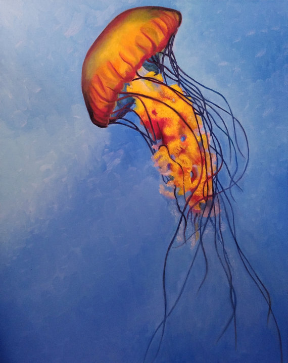 570x719 Jellyfish Oil Painting - Jellyfish Oil Painting