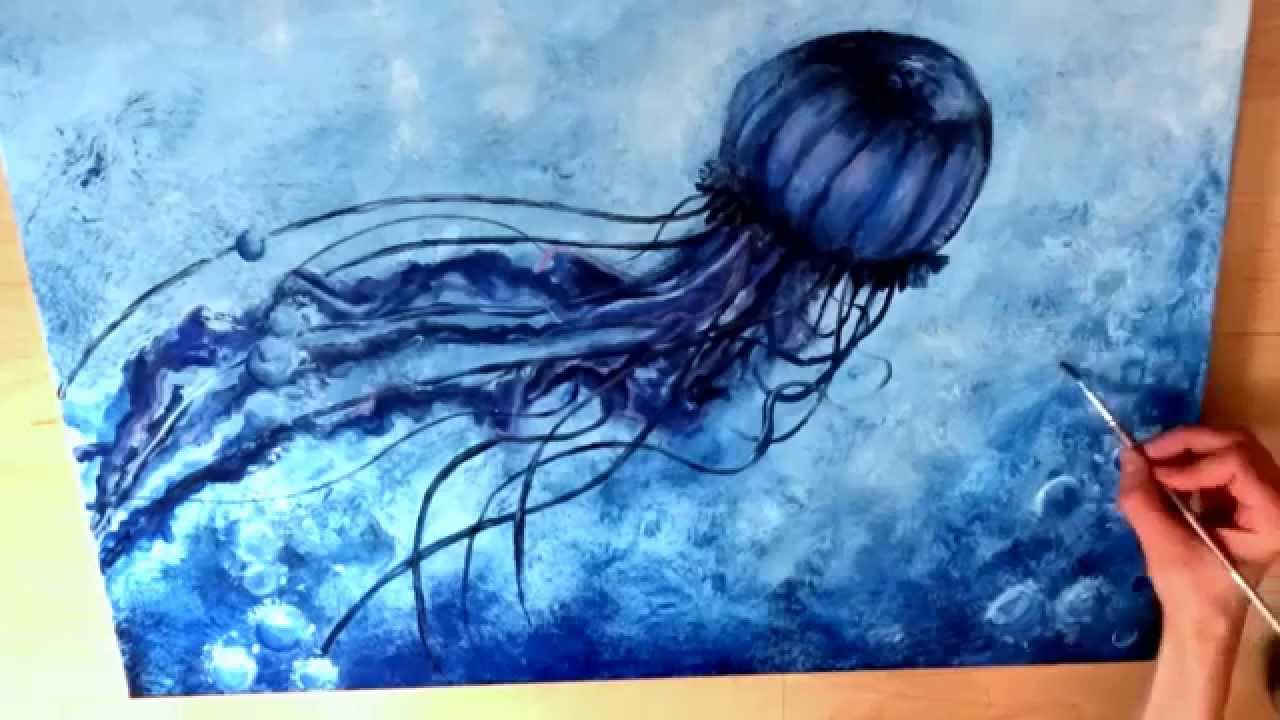 1280x720 Jellyfish Painted In Acrylics - Jellyfish Oil Painting
