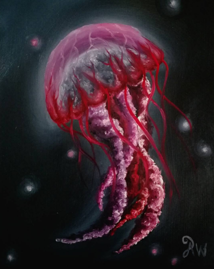 428x538 Jellyfish. Oil Painting. By Bambiepies - Jellyfish Oil Painting