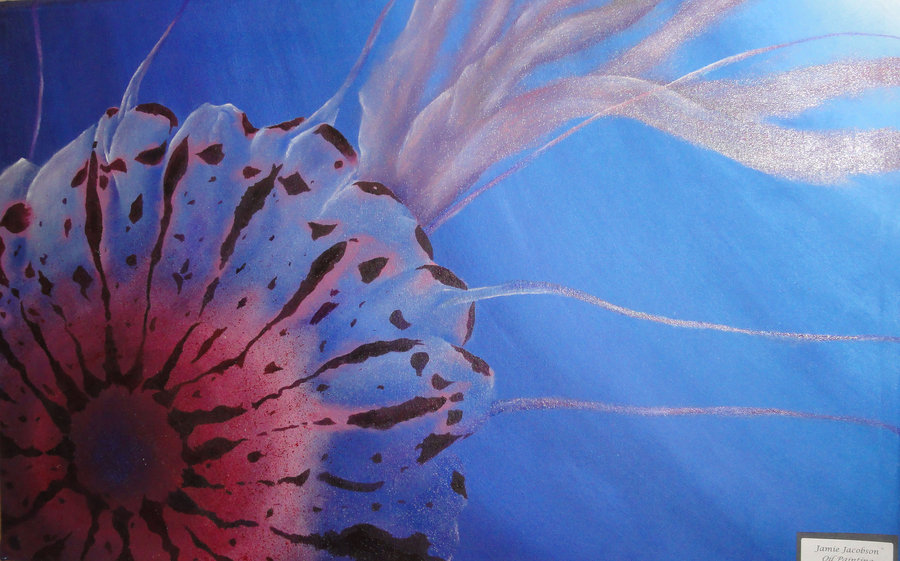 900x561 Jelly Fish First Oil Painting By Jitterdoodles - Jellyfish Oil Painting