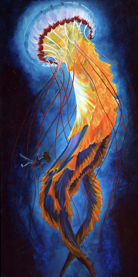 450x900 Jellyfish Swing Painting By Alyssa Rosales - Jellyfish Painting