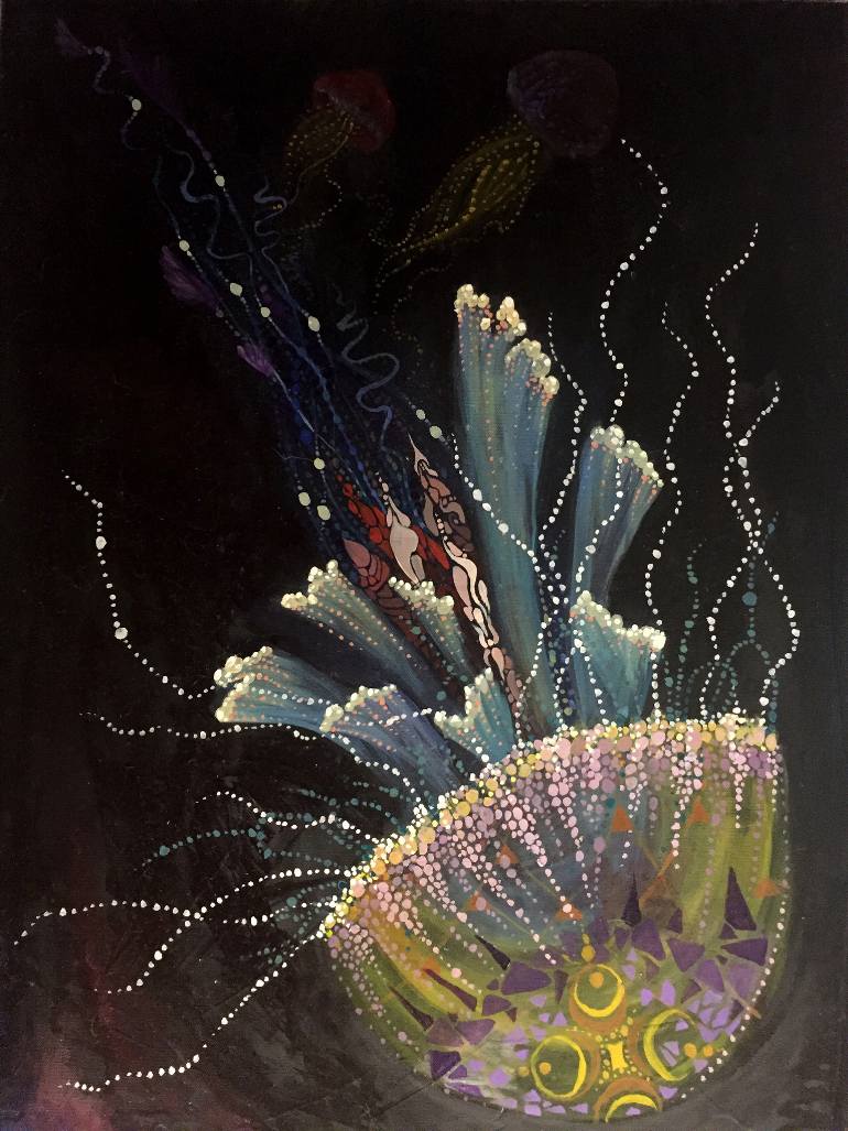 770x1027 Saatchi Art Jellyfish Painting By Olga Zelinskaya - Jellyfish Painting