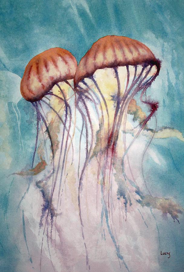 609x900 Dos Jellyfish Painting By Jeff Lucas - Jellyfish Painting