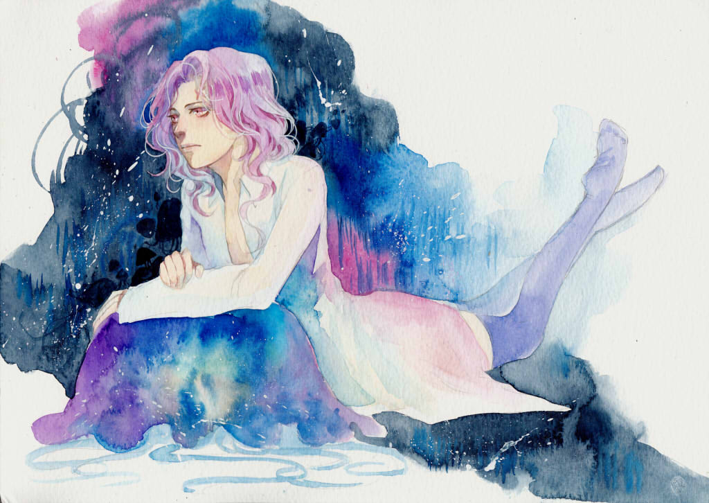 1024x726 The Jellyfish Lady By Mackmac - Jellyfish Painting Watercolor