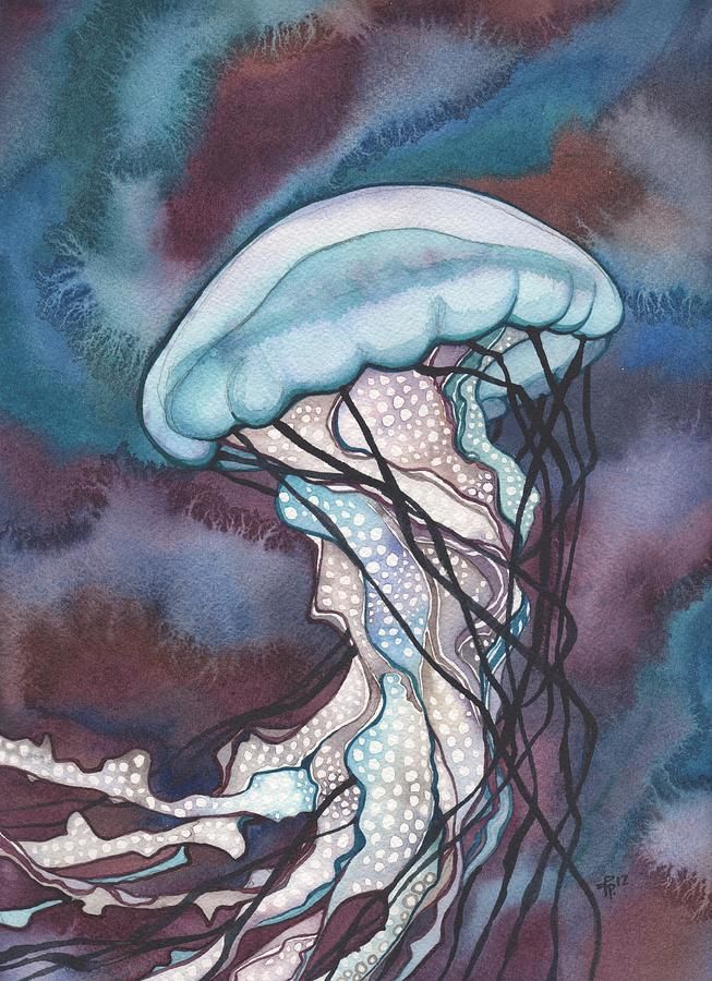 653x900 Purple Bold Jellyfish Tamara Phillips.jpg Jeu Dessin - Jellyfish Painting Watercolor