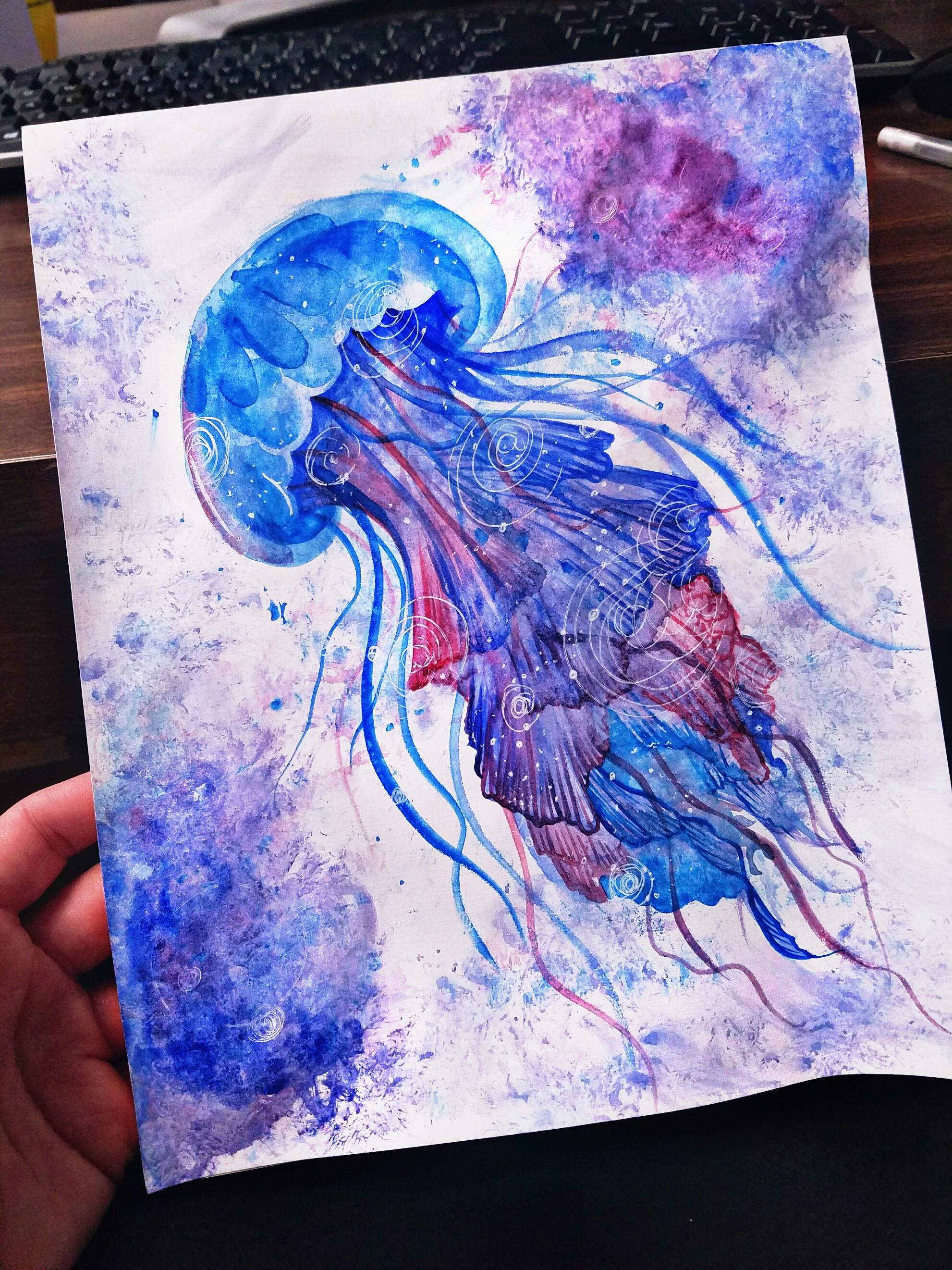 1982x2643 Jellyfish, Watercolor, A4 (X Post Rwatercolor) Art - Jellyfish Painting Watercolor
