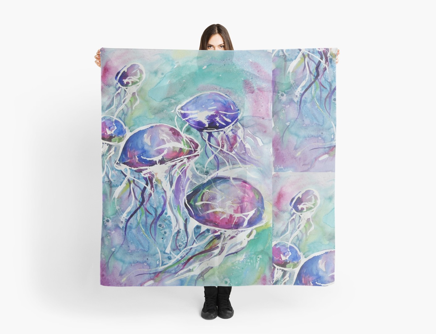 1411x1080 Jellyfish - Jellyfish Watercolor Painting