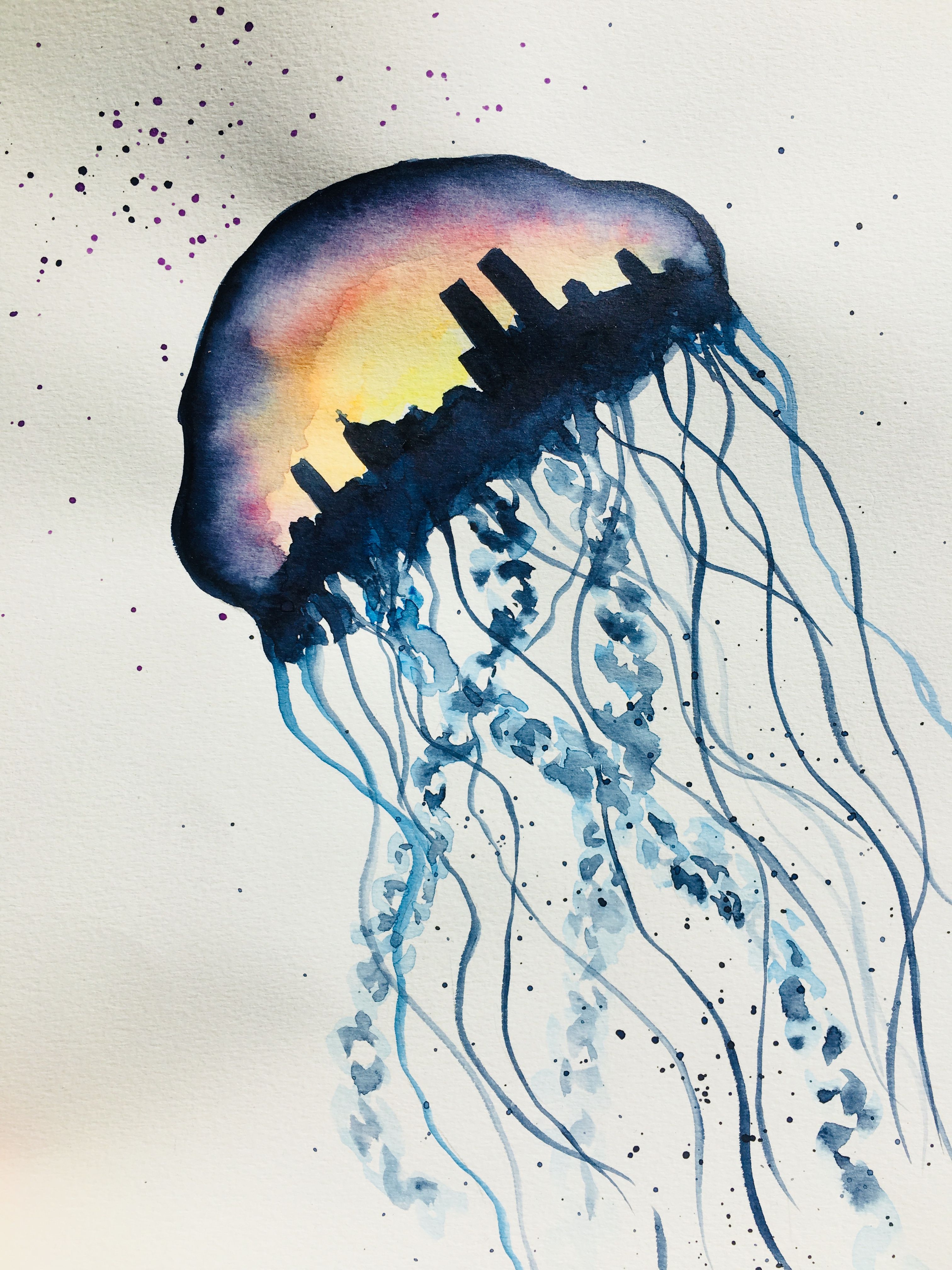 3024x4032 Jellyfish City, Watercolor Painting Jellies - Jellyfish Watercolor Painting
