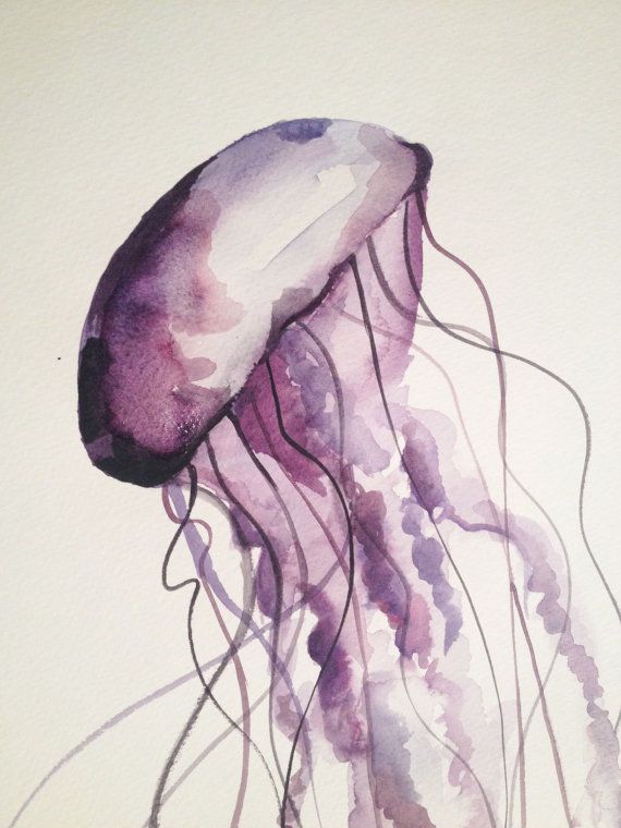 570x760 Made To Order Jellyfish Watercolor Painting By Reneewlevinfineart - Jellyfish Watercolor Painting