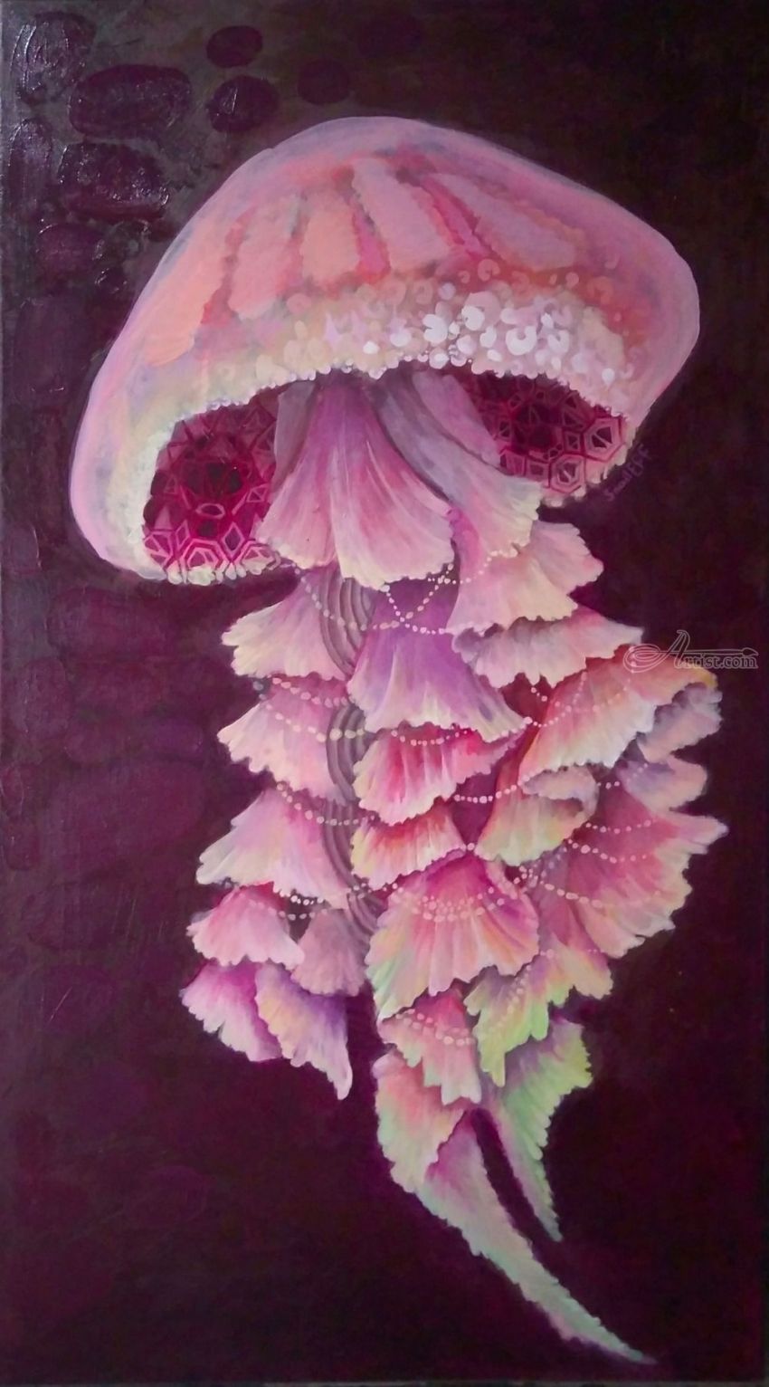 850x1532 Pink Jellyfish Decorative Arts,paintings By Olga Zelinska - Jellyfish Watercolor Painting